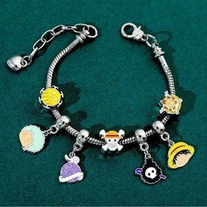 Silver Plated One Piece Anime Themed Charm Bracelet